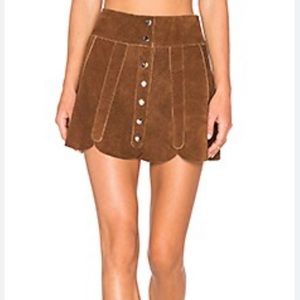 NWOT Revolve Understated Leather Suede Scalloped Snap Skirt Size Small
